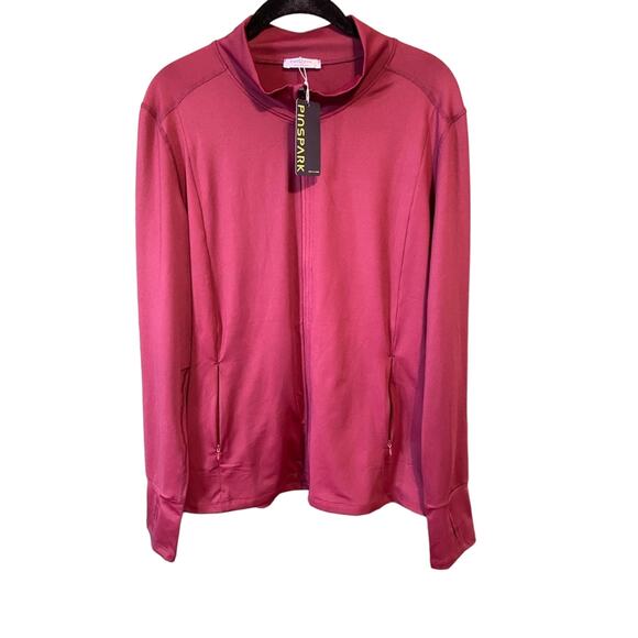 Womens Size XL NEW Gym Track Jacket Casual Workout Zip Up Stretchy Workout Top - Picture 1 of 9